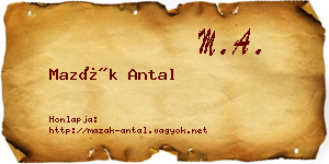 Mazák Antal névjegykártya